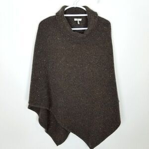 Joie Women Cashmere Poncho Sweater Sz M/L Mock Neck Speckled Taupe/Brown